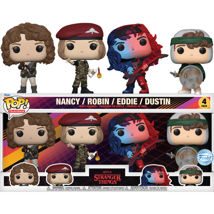 Funko Pop! Stranger Things 4 - Nancy, Robin, Eddie & Dustin - 4-Pack - The Amazing Collectables