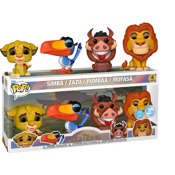 Funko Pop! The Lion King (1994) - Glitter Simba, Zazu, Pumbaa & Mufasa - 4-Pack - The Amazing Collectables