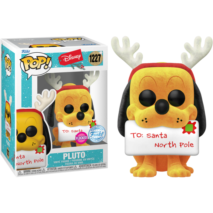 Funko Pop! Disney: Holiday - Pluto with Letter Flocked