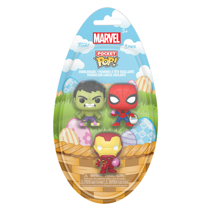 Funko Pocket Pop! Marvel Comics - The Hulk, Spider-Man & Iron Man (Easter) - 3-Pack