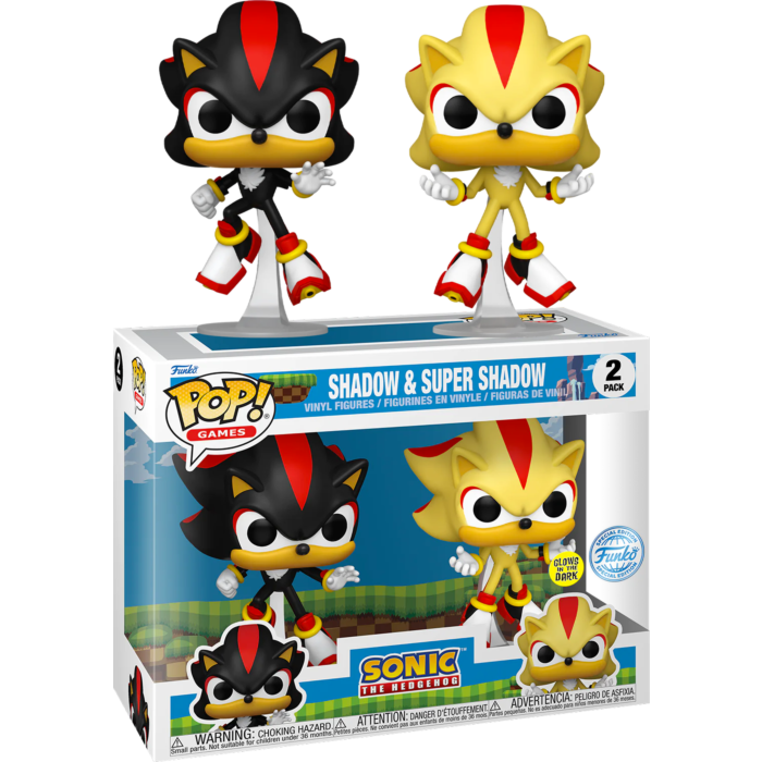 Funko Pop! Sonic the Hedgehog - Shadow & Super Shadow Glow in the Dark - 2-Pack - The Amazing Collectables