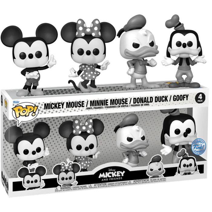 Funko Pop! Disney - Mickey and Friends (Black & White) - 4-Pack - The Amazing Collectables