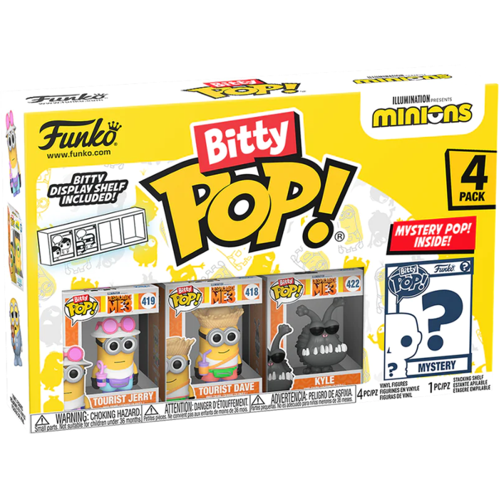 Funko Pop! Minions - Tourist Jerry, Tourist Dave, Kyle & Mystery Bitty - 4 Pack - The Amazing Collectables