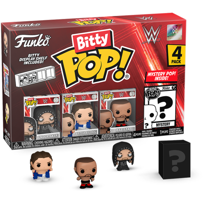 Funko Pop! WWE - Undertaker, British Bulldog, Batista & Mystery Bitty Series 04 - (4 Pack) - The Amazing Collectables