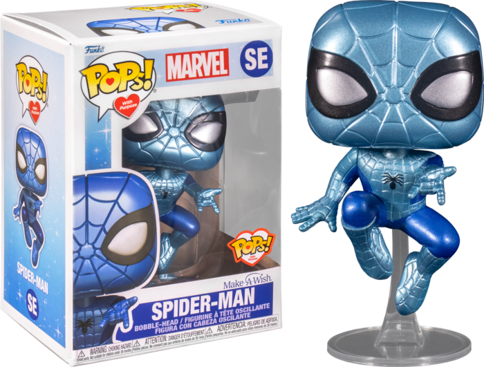 Funko Pop! Spider-Man - Spider-Man Make A Wish Blue Metallic (Pops with Purpose) - The Amazing Collectables