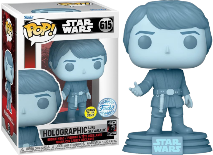 Funko Pop! Star Wars Episode VI: Return of the Jedi - Holographic Luke Skywalker 40th Anniversary Glow in the Dark