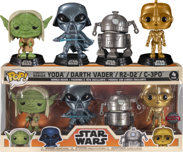 Funko Pop! Star Wars - Yoda, C-3PO, Darth Vader & R2-D2 Ralph McQuarrie Concept Series - 4-Pack - The Amazing Collectables