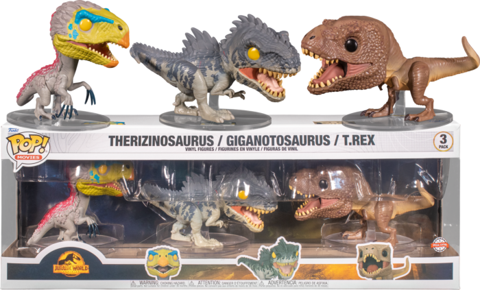Funko Pop! Jurassic World: Dominion - Therizinosaurus, Giganotosaurus & T-Rex - 3-Pack - The Amazing Collectables