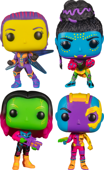 Funko Pop! Marvel: Blacklight - Shuri, Wasp, Gamora & Nebula Blacklight - Bundle (Set of 4) - The Amazing Collectables