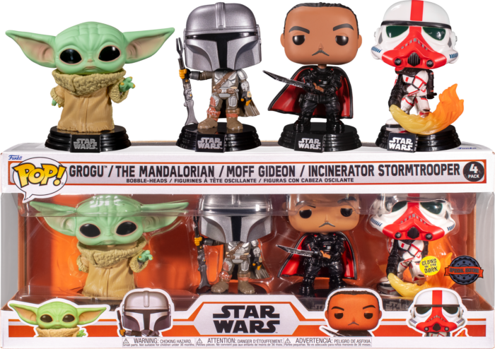 Funko Pop! Star Wars: The Mandalorian - The Mandalorian, Moff Gideon, Grogu (The Child) & Incinerator Stormtrooper - 4-Pack - The Amazing Collectables