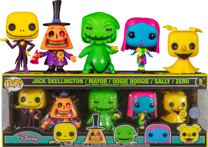 Funko Pop! The Nightmare Before Christmas - Jack Skellington, Sally, Mayor, Oogie Boogie & Zero Blacklight - 5-Pack - The Amazing Collectables