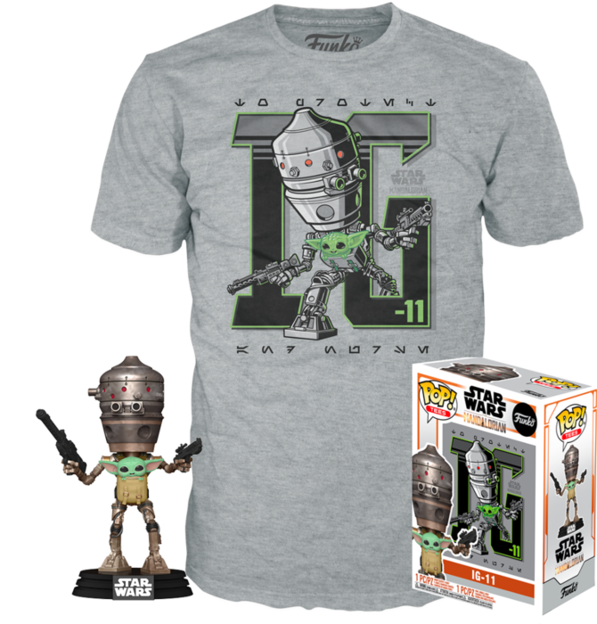 Funko Pop! Star Wars: The Mandalorian - IG-11 with The Child (Baby Yoda) Pop! Vinyl Figure & T-Shirt Box Set - The Amazing Collectables