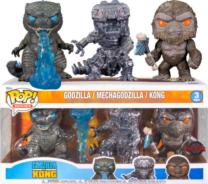 Funko Pop! Godzilla vs Kong - Kong with Battle Axe, Godzilla with Heat Ray & Mechagodzilla - 3-Pack - The Amazing Collectables