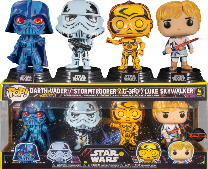 Funko Pop! Star Wars - Darth Vader, Luke Skywalker, C-3PO & Stormtrooper Retro Series - 4-Pack - The Amazing Collectables