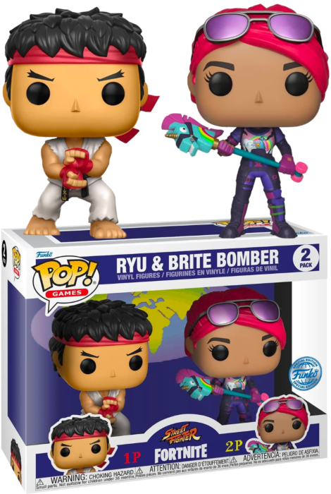 Funko Pop! Street Fighter vs Fortnite - Ryu & Brite Bomber - 2-Pack - The Amazing Collectables