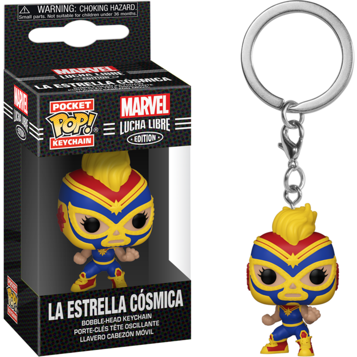 Funko Pocket Pop! Keychain - Marvel: Lucha Libre Edition - La Estrella Cosmica Captain Marvel - The Amazing Collectables