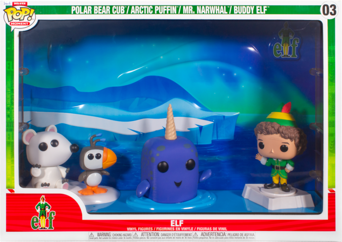 Funko Pop! Elf (2003) - Arctic Puffin, Polar Bear Cub, Mr. Narwhal & Buddy Elf Deluxe Moment - 4-Pack