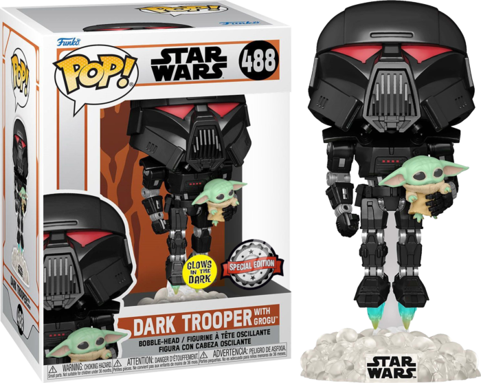 Funko Pop! Star Wars: The Mandalorian - Dark Trooper with Grogu Glow in the Dark
