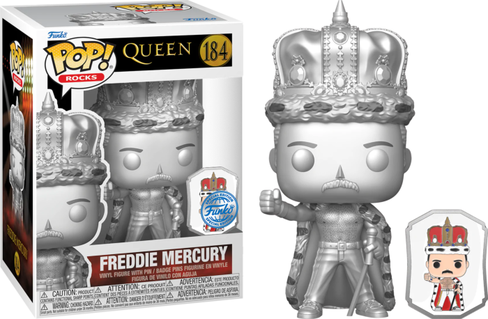 Funko Pop! Queen - Freddie Mercury Platinum Metallic with Enamel Pin