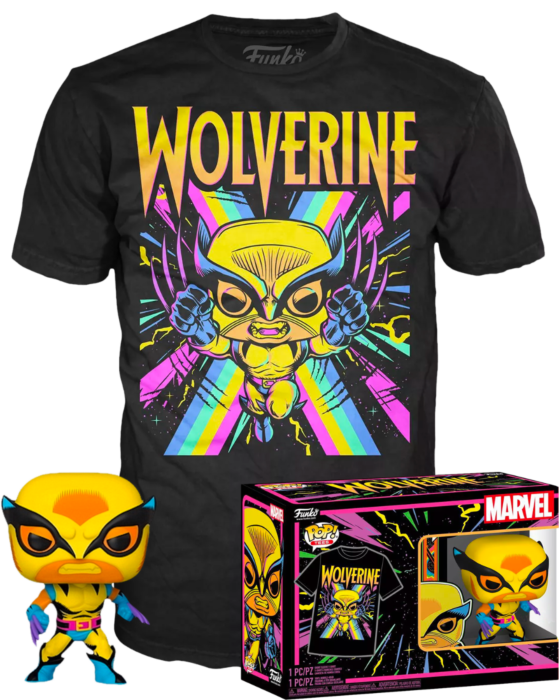 Funko Pop! Marvel: Blacklight - Wolverine Blacklight & T-Shirt Box Set - The Amazing Collectables